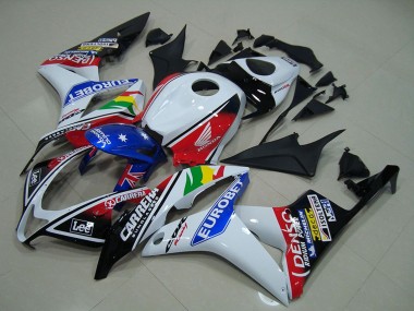 Affordable 2007-2008 Honda CBR600RR Motorcycle Fairings - White Red Blue Glossy Black EuroBet