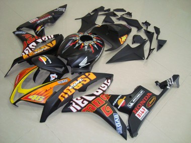 Affordable 2007-2008 Honda CBR600RR Motorcycle Fairings - Matte Black Orange Yellow Rossi 46