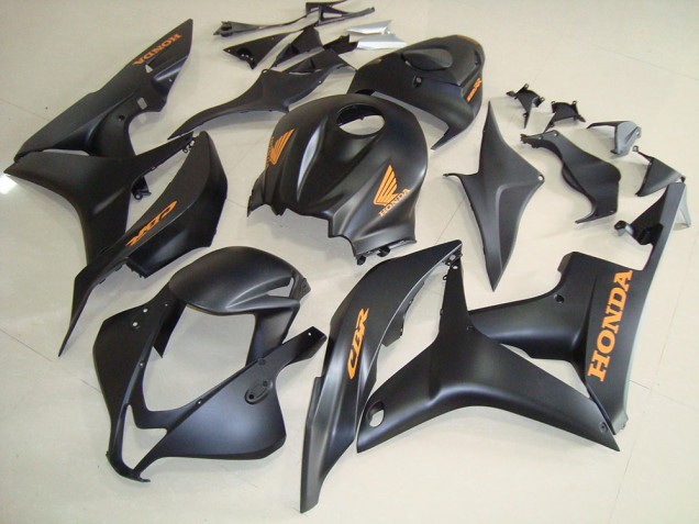 2007-2008 Honda CBR600RR Motorcycle Fairings - Matte Black Gold Decals