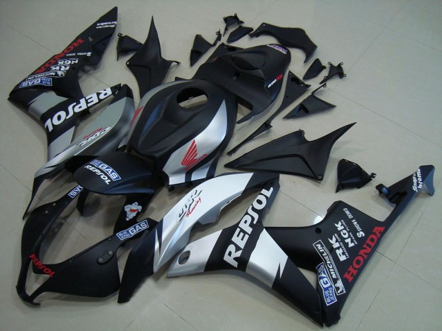 2007-2008 Honda CBR600RR Motorcycle Fairings - Matte Black Silver Repsol