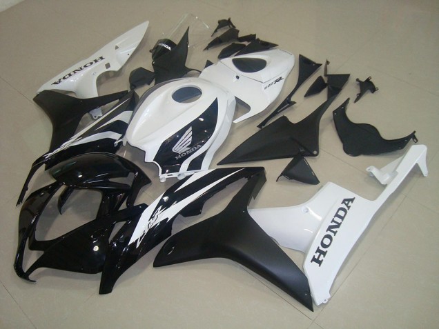 2007-2008 Honda CBR600RR Motorcycle Fairings - White Glossy Black Matte Black