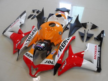 Affordable 2007-2008 Honda CBR600RR Motorcycle Fairing Kits - Orange White Red Glossy Black Repsol