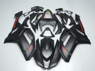 Affordable 2007-2008 Kawasaki ZX6R Motorcycle Fairings - Matte Black with Red Sticker