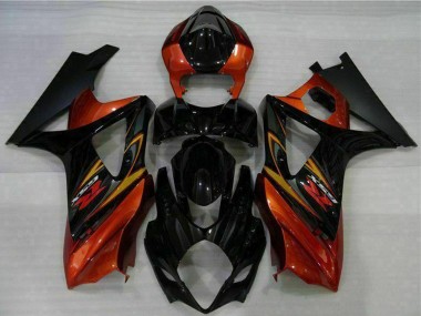 Affordable 2007-2008 Suzuki GSXR 1000 Motorcycle Fairings - Black Orange