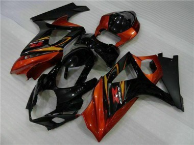 Affordable 2007-2008 Suzuki GSXR 1000 Motorcycle Fairings - Black Orange