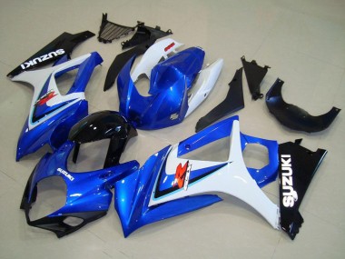 Affordable 2007-2008 Suzuki GSXR 1000 Motorcycle Fairing - White Blue Black OEM Style