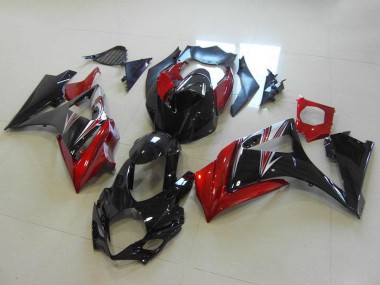 Affordable 2007-2008 Suzuki GSXR 1000 Motorcycle Fairings - Red Glossy Black No Decal