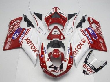Affordable 2007-2014 Ducati 848 1098 1198 Motorcycle Fairings - White Red Glossy Black Valsir Xerox OEM Style 41