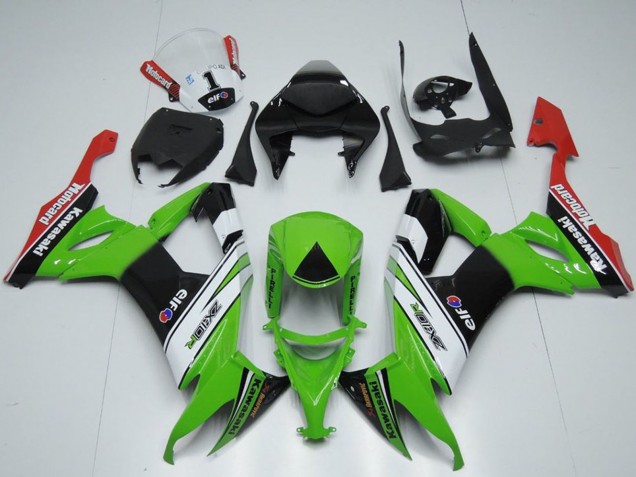 2008-2010 Kawasaki ZX10R Motorcycle Fairings - Green White Black Red Elf Motorrad