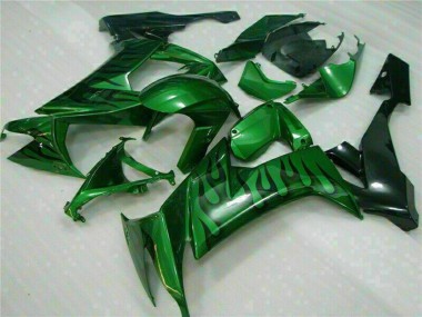 Affordable 2008-2010 Kawasaki ZX10R Motorcycle Fairings - Glossy Black Green Flame