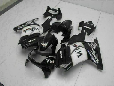 Affordable 2008-2012 Kawasaki EX250 Motorcycle Fairings - Glossy Black White West