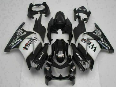Affordable 2008-2012 Kawasaki EX250 Motorcycle Fairings - Glossy Black White West