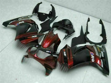 Affordable 2008-2012 Kawasaki EX250 Motorcycle Fairings - Glossy Black Maroon Red