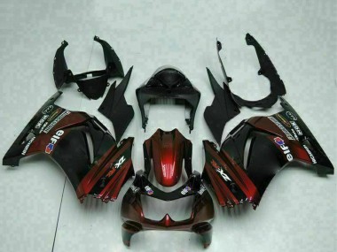 Affordable 2008-2012 Kawasaki EX250 Motorcycle Fairings - Glossy Black Maroon Red