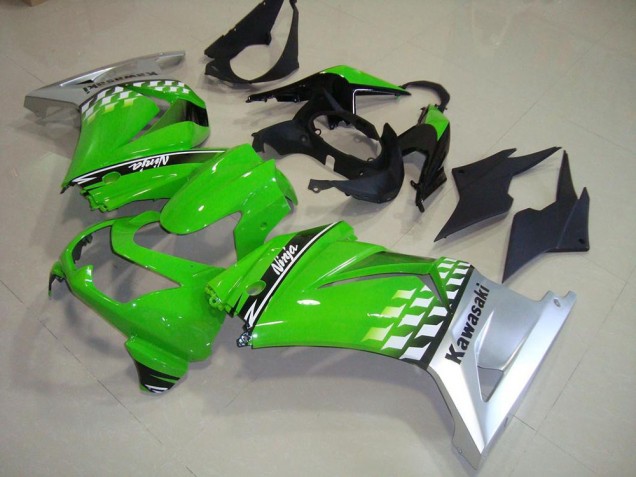 2008-2012 Kawasaki ZX250R Motorcycle Fairings - Green Silver