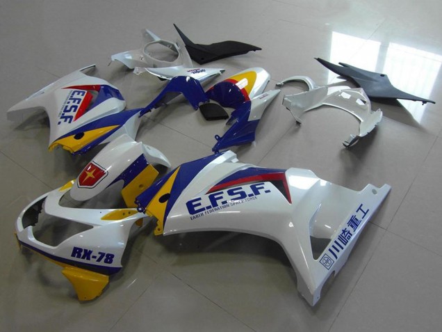 2008-2012 Kawasaki ZX250R Motorcycle Fairings - White Yellow Blue Red EFSF RX-78