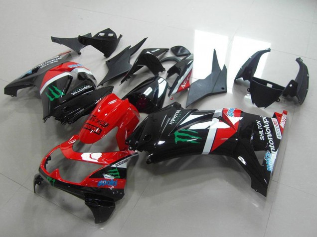2008-2012 Kawasaki ZX250R Motorcycle Fairings - Glossy Black Red White Green Monster Motul