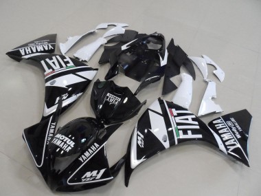 Affordable 2009-2011 Yamaha YZF R1 Motorcycle Fairings - White Black Motul Fiat