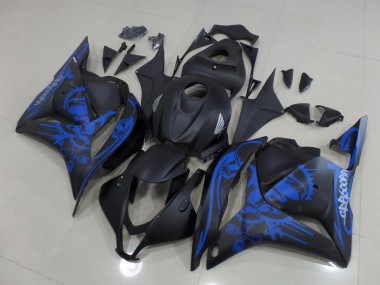 Affordable 2009-2012 Honda CBR600RR Motorcycle Fairings - Matte Black Blue Skull