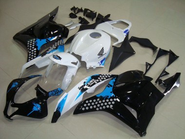 Affordable 2009-2012 Honda CBR600RR Motorcycle Fairings Kits - White Blue Glossy Black