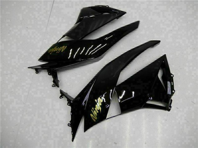 2009-2012 Kawasaki ZX6R Motorcycle Fairings - Glossy Black Gold Ninja