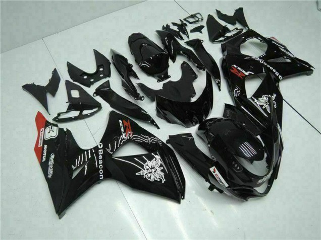 2009-2016 Suzuki GSXR 1000 Motorcycle Fairings - Glossy Black Red Beacon Motul