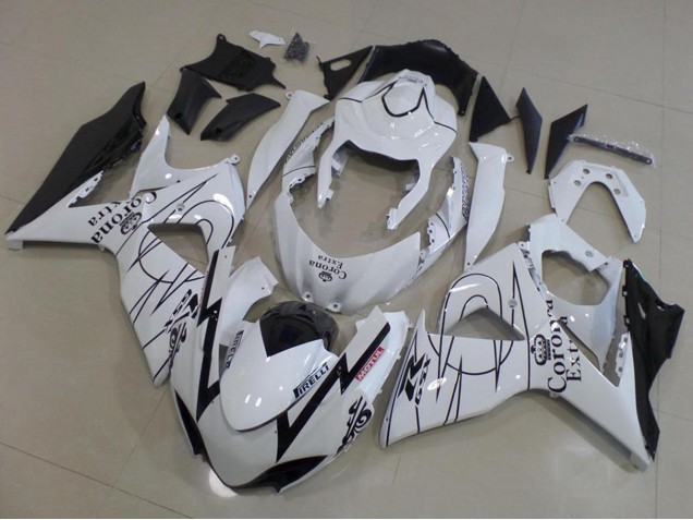 2009-2016 Suzuki GSXR 1000 Motorcycle Fairings - White Black Corona Racing