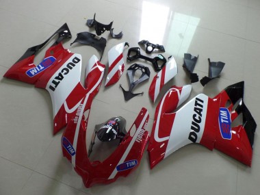 Affordable 2011-2014 Ducati 1199 Motorcycle Fairings - White Red Tim