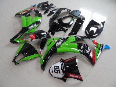 Affordable 2011-2015 Kawasaki ZX10R Motorcycle Fairings - Green Red Glossy Black KIPS Motocard Elf 66