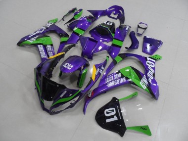 Affordable 2011-2015 Kawasaki ZX10R Motorcycle Fairings - Purple Green Black White Trick Star Gangstar Eva Racing 01