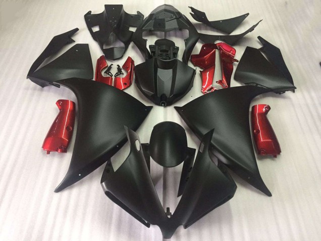 2012-2014 Yamaha YZF R1 Motorcycle Fairings - Matte Black Glossy Red