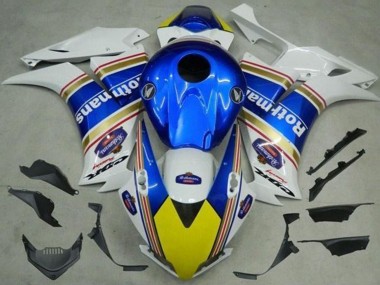 Affordable 2012-2016 Honda CBR1000RR Motorcycle Fairings - White Blue Yellow Rothmans