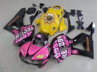 Affordable 2013-2023 Honda CBR600RR Motorcycle Fairings - Yellow Pink Glossy Black Rossi 46