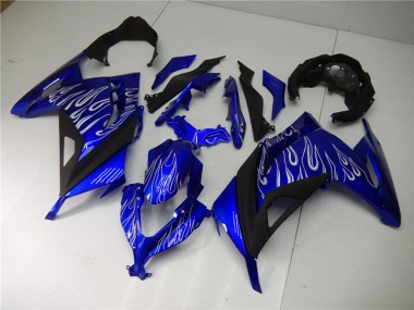 Affordable 2013-2024 Kawasaki Ninja 300 EX300R Motorcycle Fairings - Blue Black White Flame