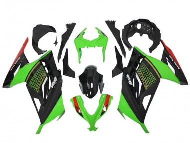 Affordable 2013-2024 Kawasaki Ninja 300 EX300R Motorcycle Fairings - Green Red Black Honeycomb