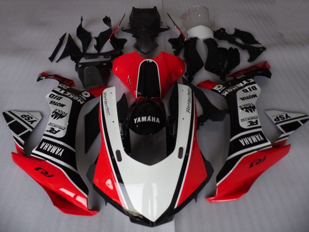 2015-2019 Yamaha YZF R1 Motorcycle Fairings - White Red Black Motul YSP