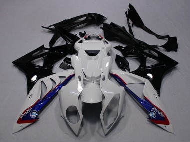 Affordable 2009-2014 BMW S1000RR Motorcycle Fairings - White Blue Glossy Black