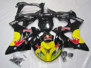 Affordable 2009-2014 BMW S1000RR Motorcycle Fairings - Glossy Black Yellow Red Bull