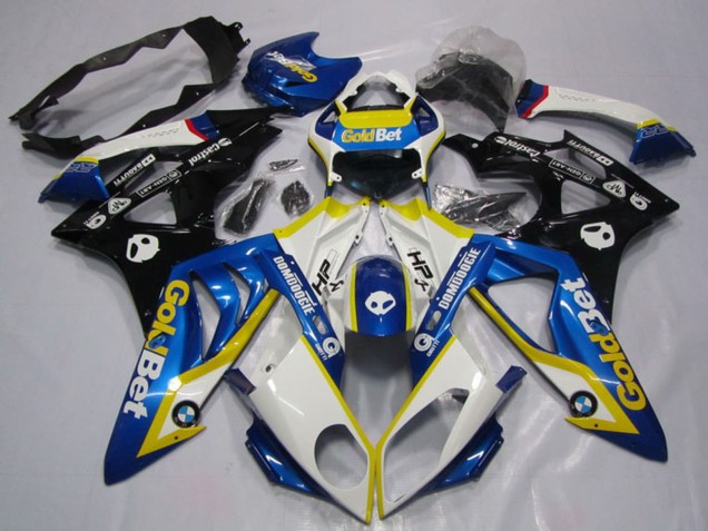 2009-2014 BMW S1000RR Motorcycle Fairings - White Yellow Blue Glossy Black GoldBet HP