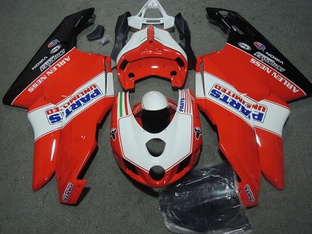 2003-2004 Ducati 749 999 Motorcycle Fairings - White Red Glossy Black Parts Unlimited