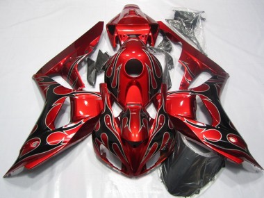 Affordable 2006-2007 Honda CBR1000RR Motorcycle Fairing - Red Glossy Black Flame