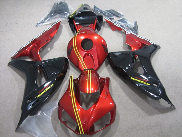 2006-2007 Honda CBR1000RR Motorcycle Fairings - Red Yellow Glossy Black