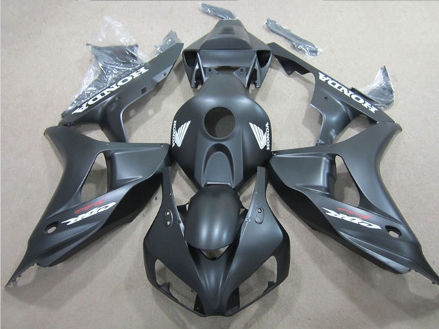 2006-2007 Honda CBR1000RR Motorcycle Fairings - Matte Black White Decal