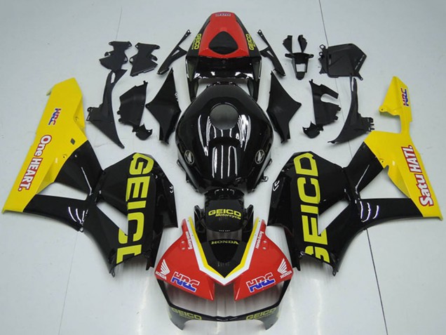 2012-2016 Honda CBR1000RR Motorcycle Fairings - Red Yellow Glossy Black HRC One Heart GEICO