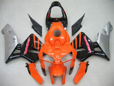 Affordable 2005-2006 Honda CBR600RR Motorcycle Fairing - Orange Black Silver