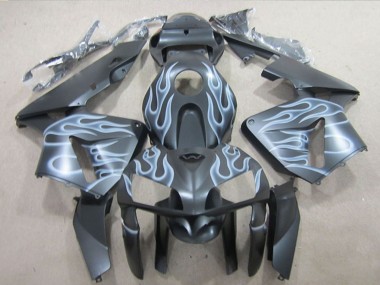 Affordable 2005-2006 Honda CBR600RR Motorcycle Fairings - Matte Black Silver Flame