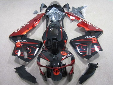 Affordable 2005-2006 Honda CBR600RR Motorcycle Fairings - Glossy Black Red BACARDI