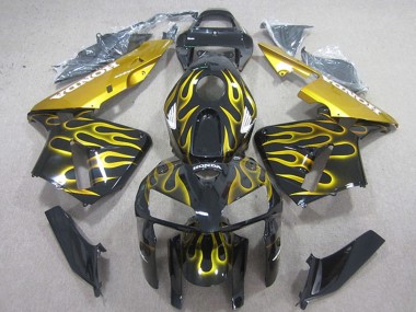 Affordable 2005-2006 Honda CBR600RR Motorcycle Fairings - Glossy Black Yellow Flame