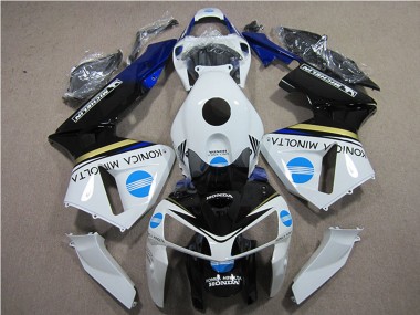 Affordable 2005-2006 Honda CBR600RR Motorcycle Fairings - White Blue Yellow Glossy Black Konica Minolta