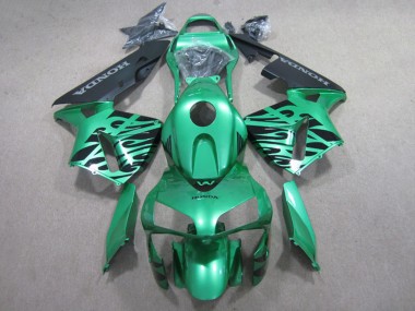 Affordable 2007-2008 Honda CBR600RR Motorcycle Fairings - Green Glossy Black Flame